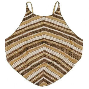 Vintage Escada brown stripe silk cropped tank top in size 38/medium Summer Top